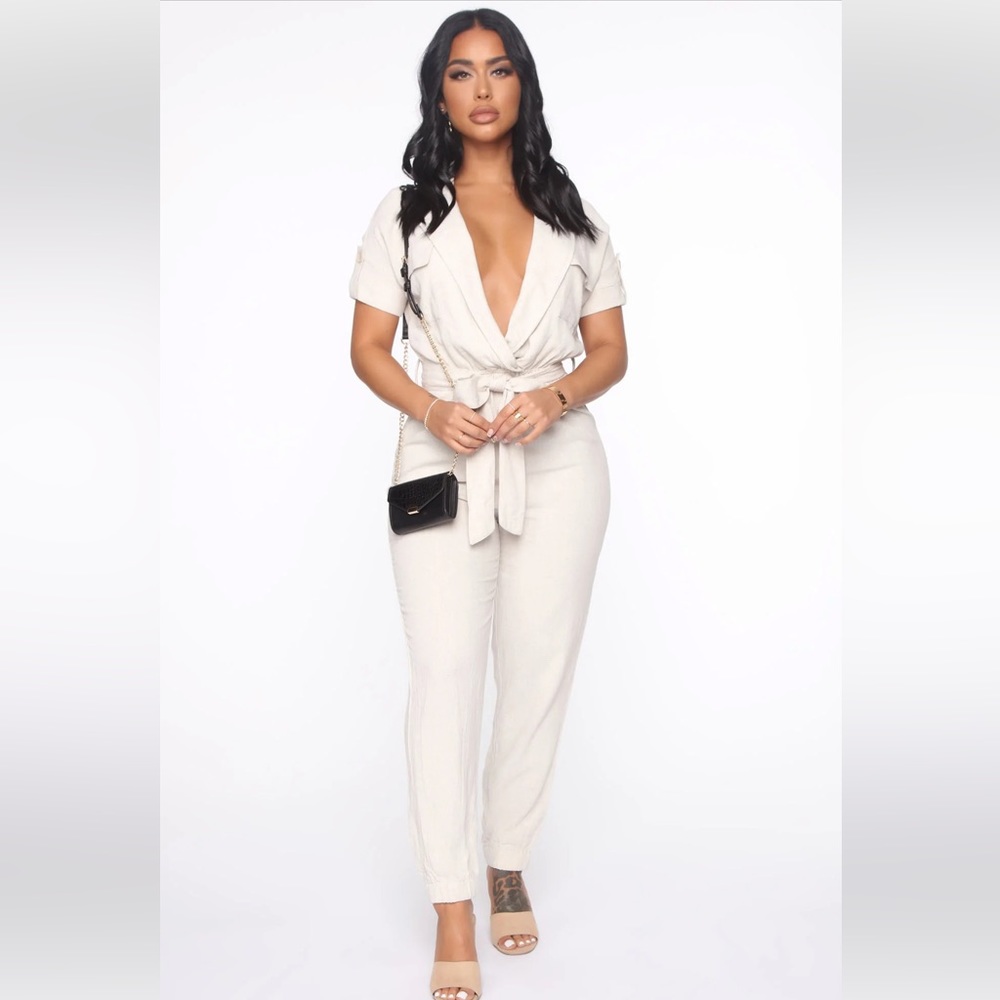 Fashion Nova Jumpsuit in Oatmeal